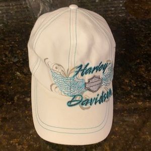 Harley-Davidson White, Teal, Bling Baseball Cap